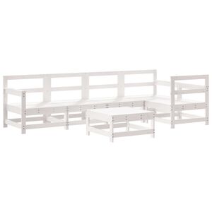 vidaXL 6 pcs conjunto lounge de jardim pinho maci&ccedil;o branco