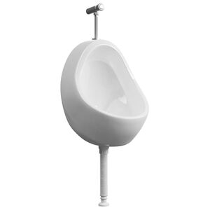 vidaXL Urinol de parede com v&aacute;lvula de descarga cer&acirc;mica branco