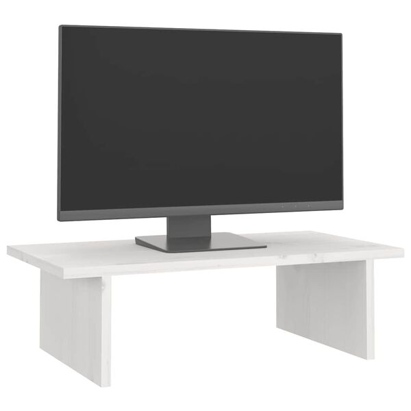 vidaXL Suporte para monitor 50x27x15 cm pinho maci&ccedil;o branco