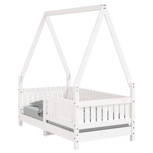 vidaXL Estrutura de cama infantil 70x140 cm pinho maci&ccedil;o branco