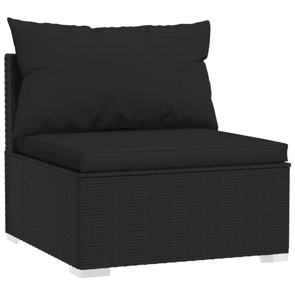 vidaXL 5 pcs conjunto lounge de jardim c/ almofadões vime PE preto