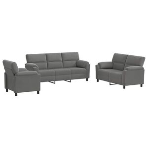 vidaXL Conjunto de Sof&aacute;s 3 pcs Cinzento-Escuro Veludo