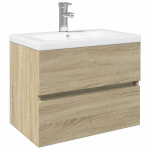 vidaXL 2 pcs conj. m&oacute;veis de WC cer&acirc;mica e derivados de madeira