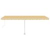 vidaXL Toldo autom. LED e sensor de vento 600x350 cm amarelo/branco