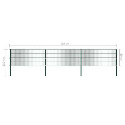 vidaXL Painel de vedação com postes ferro 5,1x0,8 m verde