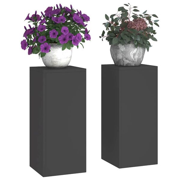 vidaXL Suporte para Plantas 2 pcs Preto 24 x 24 x 55 cm Aço