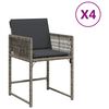 vidaXL Cadeiras de jardim com almofad&otilde;es 4 pcs vime PE cinzento