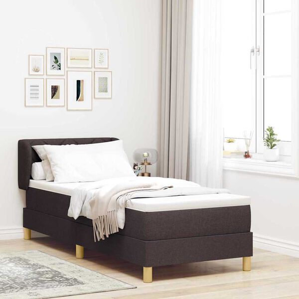 vidaXL Cama Box com colch&atilde;o Marrom Escuro 80 x 200 cm tecido