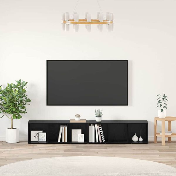 vidaXL Conjunto de m&oacute;vel de TV 2 pcs Carvalho Preto 37 x 35 x 107cm