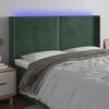 vidaXL Cabeceira de cama c/ LED veludo 183x16x118/128 cm verde-escuro