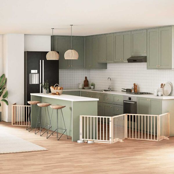 vidaXL Port&atilde;o para c&atilde;es com porta dobr&aacute;vel 6 pain&eacute;is 480 cm &aacute;lamo