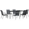 vidaXL 7 pcs conjunto de jantar para jardim a&ccedil;o e textilene preto