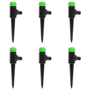 vidaXL Sprinklers rotativos 6 pcs 3x6x19,5 cm ABS/PP verde/preto