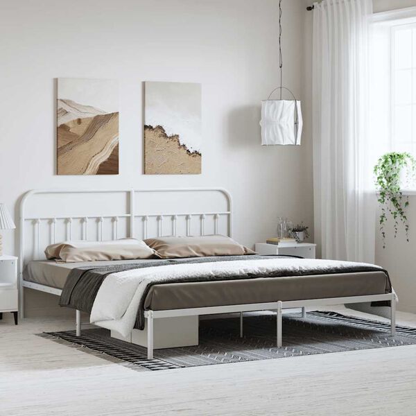 vidaXL Estrutura de cama com cabeceira 183x213 cm metal branco