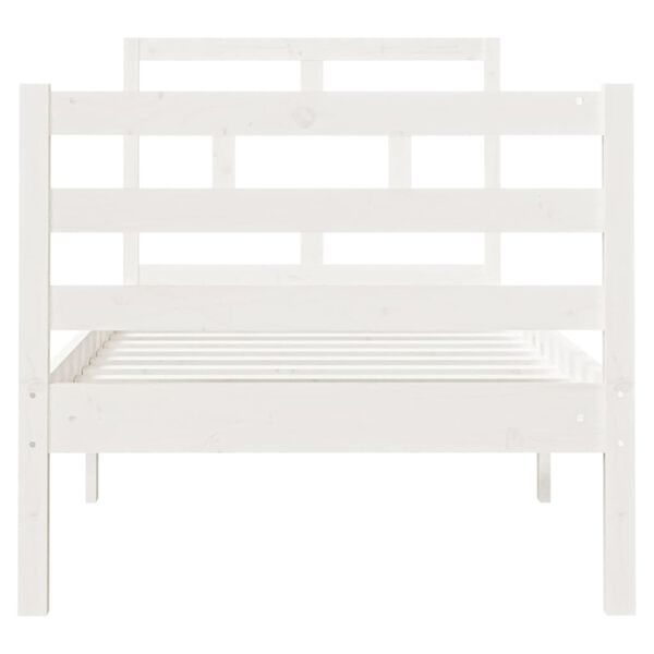 vidaXL Estrutura cama pequena solteiro 75x190 cm madeira maci&ccedil;a branco