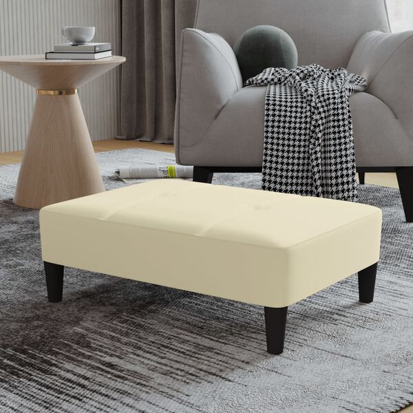 vidaXL Apoio de p&eacute;s 78x56x32 cm couro artificial cor creme