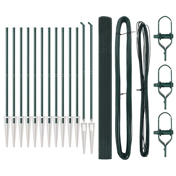 vidaXL Poste de Cerca Verde 25 x 1,5 m (malla de 16 x 16 mm) A&ccedil;o e PVC