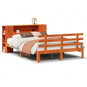 vidaXL Cama com estante sem colch&atilde;o 140x190 cm pinho maci&ccedil;o