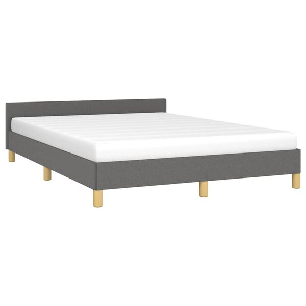 vidaXL Estrutura de cama sem colch&atilde;o 140x200 cm tecido cinzento-escuro