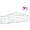 vidaXL Cestos gabi&atilde;o arqueados 9 pcs 200x30x40/60 cm ferro galvanizado