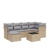 vidaXL 7 pcs conj. sof&aacute;s jardim c/ almofad&otilde;es vime PE bege misturado