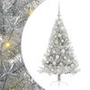 vidaXL &Aacute;rvore de Natal Artificial Pr&eacute;-iluminada Prateado 120 cm PET