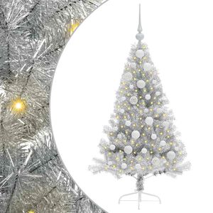 vidaXL &Aacute;rvore de Natal Artificial Pr&eacute;-iluminada Prateado 120 cm PET