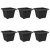 vidaXL Vaso Quadrado para Flores 6 pcs Preto 43 x 43 x 33,5 cm
