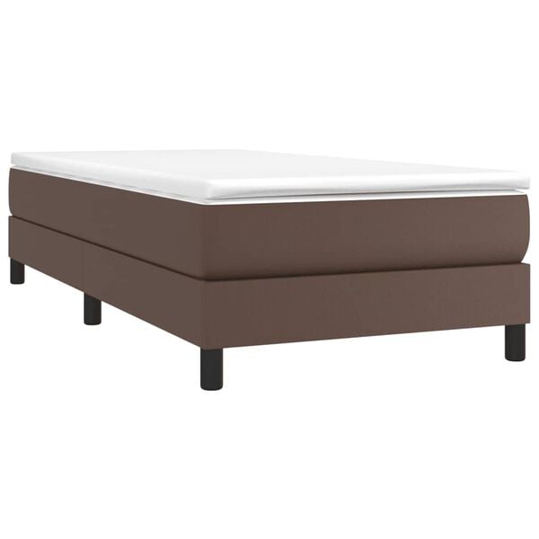 vidaXL Estrutura de cama com molas 80x200 cm couro artificial castanho