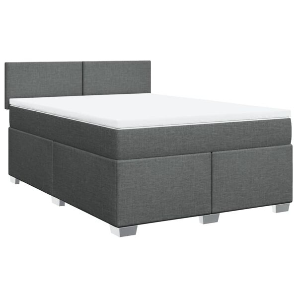 vidaXL Cama com molas/colch&atilde;o 140x190 cm tecido cinzento-escuro