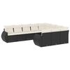 vidaXL 10 pcs conjunto sof&aacute;s de jardim c/ almofad&otilde;es vime PE preto