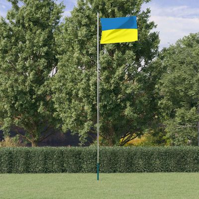 vidaXL Bandeira da Ucrânia e mastro 6,23 m alumínio