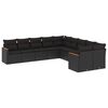 vidaXL 10 pcs conjunto sof&aacute;s de jardim c/ almofad&otilde;es vime PE preto