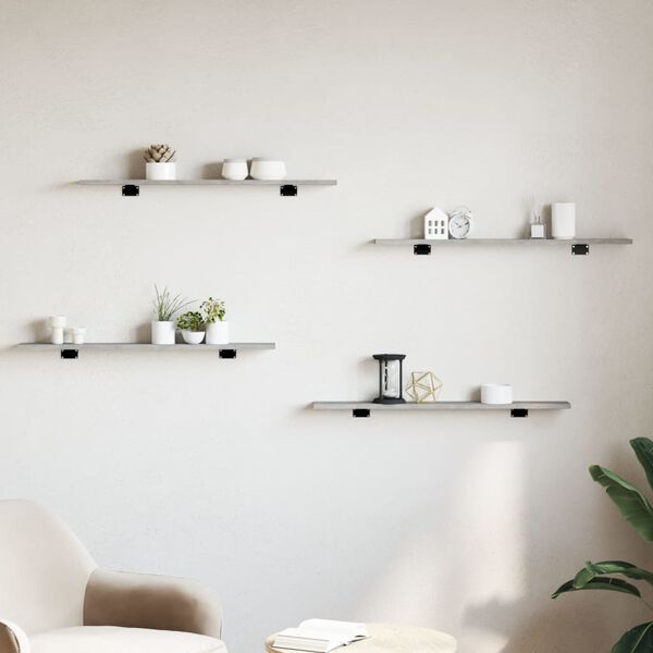 vidaXL Prateleiras para estante 8 pcs 80x10x1,5cm contraplacado cinza