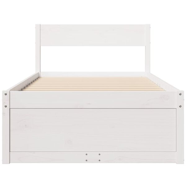 vidaXL Cama sem colch&atilde;o 100x200 cm madeira de pinho maci&ccedil;a branco