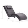 vidaXL Chaise longue de massagem c/ almofada couro artificial cinzento