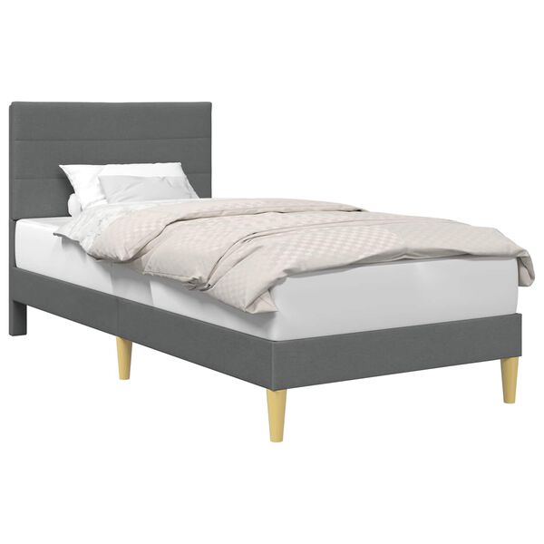 vidaXL Estrutura da Cama com cabeceira Cinza Escuro 90 x 200 cm tecido