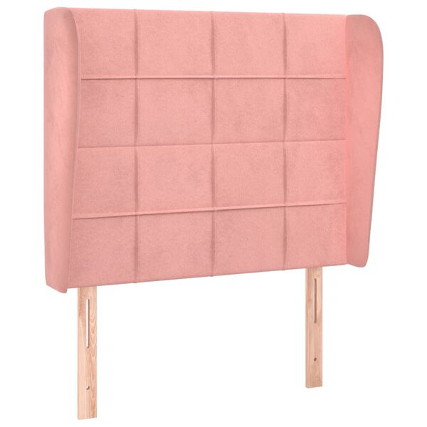 vidaXL Cabeceira cama c/ abas veludo 103x23x118/128 cm rosa