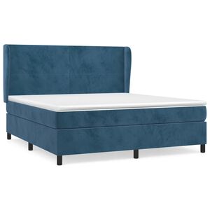 vidaXL Cama com molas/colch&atilde;o 160x200 cm veludo azul-escuro