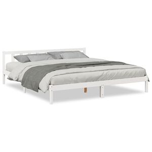 vidaXL Cama extra longa sem colch&atilde;o 200x210 cm pinho maci&ccedil;o branco