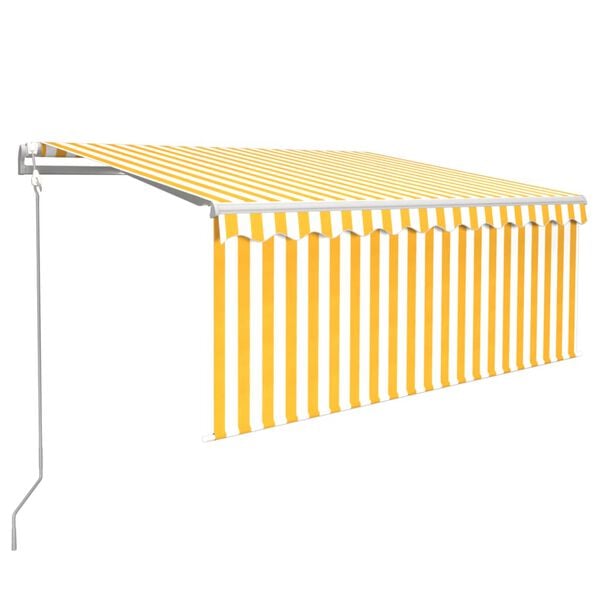 vidaXL Toldo autom. c/ estore/LED/sensor vento 3x2,5m amarelo/branco