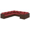 vidaXL 8 pcs conjunto lounge jardim c/ almofad&otilde;es vime PE castanho