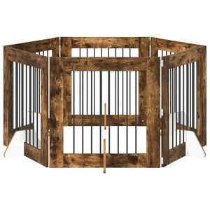 vidaXL Port&atilde;o de C&atilde;o com Suportes 6 pcs Carvalho Fumado 80 x 80 cm