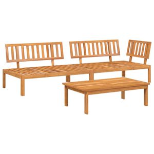 vidaXL 3 pcs conjunto de m&oacute;veis de paletes p/ jardim ac&aacute;cia maci&ccedil;a