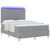 vidaXL Cama Box Spring LED Cinzento-claro 140 x 200 cm tecido