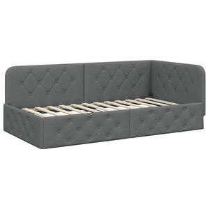vidaXL Estrutura de Cama de Canto Cinza Escuro 100 x 200 cm tecido