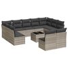 vidaXL 12 pcs conj. sof&aacute;s jardim com almofad&otilde;es vime PE cinzento-claro