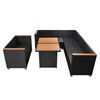 vidaXL 5 pcs conjunto lounge de jardim c/ almofad&otilde;es vime PE preto