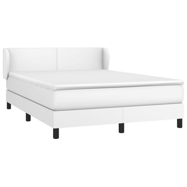 vidaXL Cama com molas/colch&atilde;o 140x190 cm couro artificial branco
