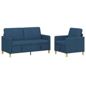 vidaXL Conjunto de Sof&aacute; com Armazenamento 2 unid. Azul Poli&eacute;ster